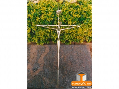 Cruz Filete com Cristo em Bronze Polido