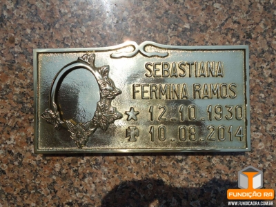 Placa Modelo Bigode em Bronze Polida sem mensagem para Foto  Florida