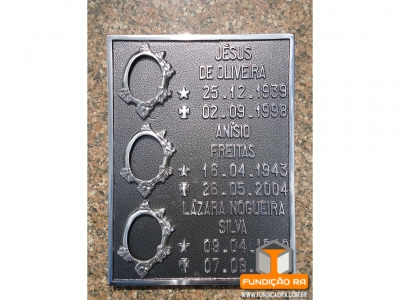 Placa Modelo Reto em Aluminio  para 03 Fotos Florida Medida