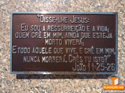 Placa Modelo Reto em Bronze com Mensagem