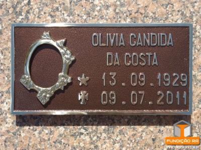 Placa Modelo Reto em Bronze para Foto Florida