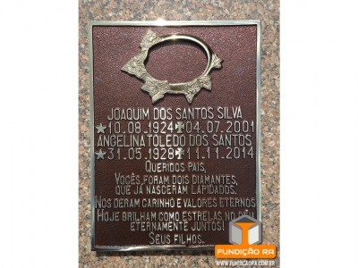 Placa Modelo Reto em Bronze para Foto Casal Florida com Mensagem